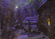Konstantin Alekseevich Korovin Moonlit Night. Winter France oil painting artist